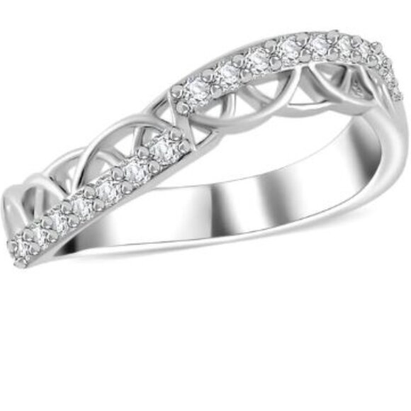 Simulated Diamond Ring in Silvertone - Picture 1 of 5
